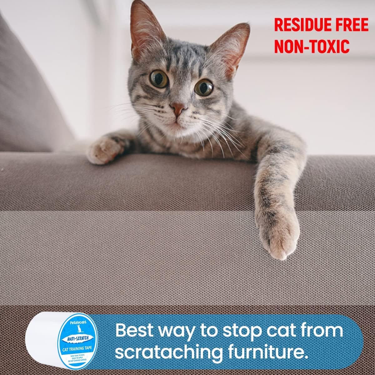 Detalle de Petslucent Cat Scratch Deterrent Sticky Paws Tape (Blue) – double-sided furniture protector & training tape