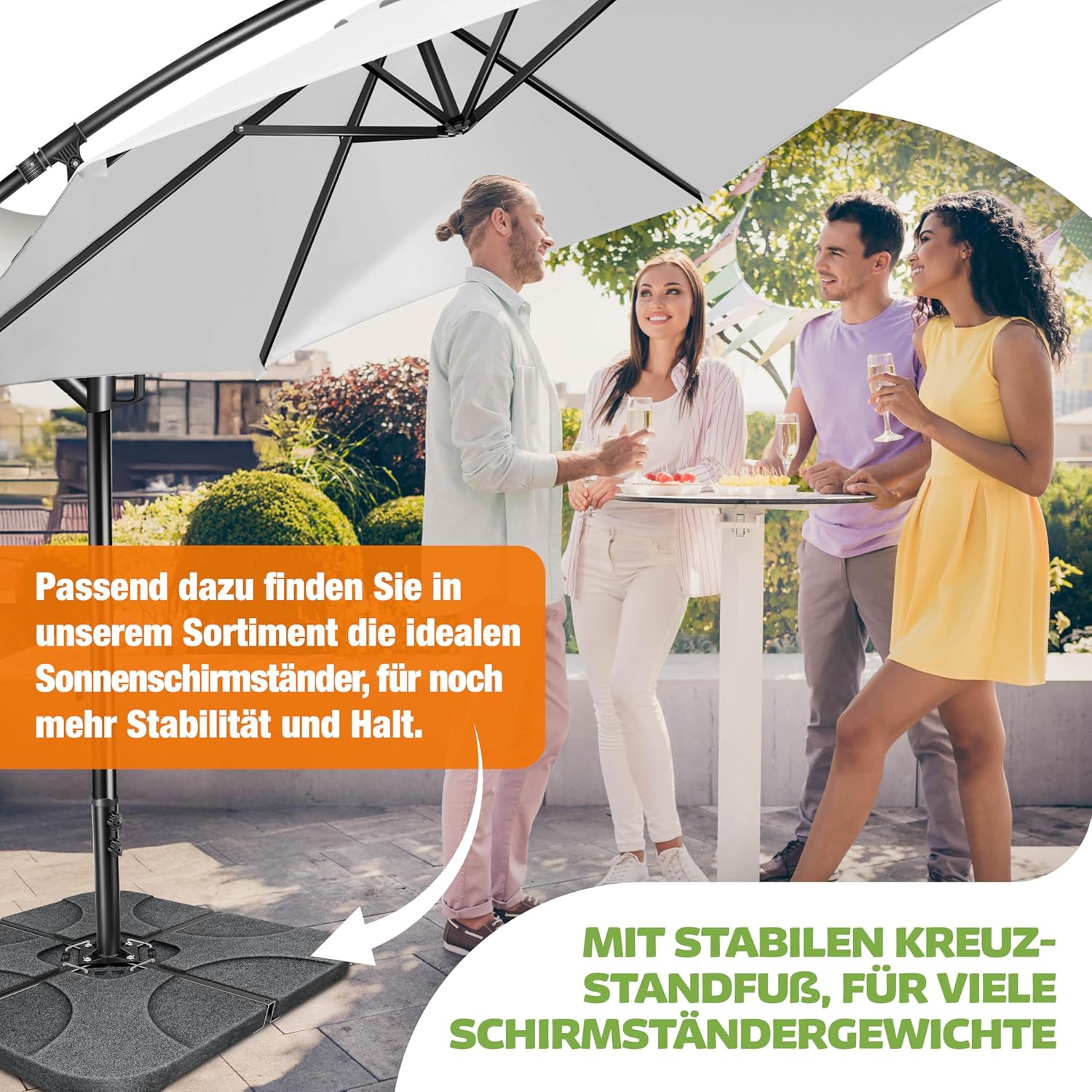 Thumbnail 5 de KESSER® Ampelschirm Ø 300 cm – Belüfteter Sonnenschutz aus Alu mit Kurbel, 360° Rotation, Weiss