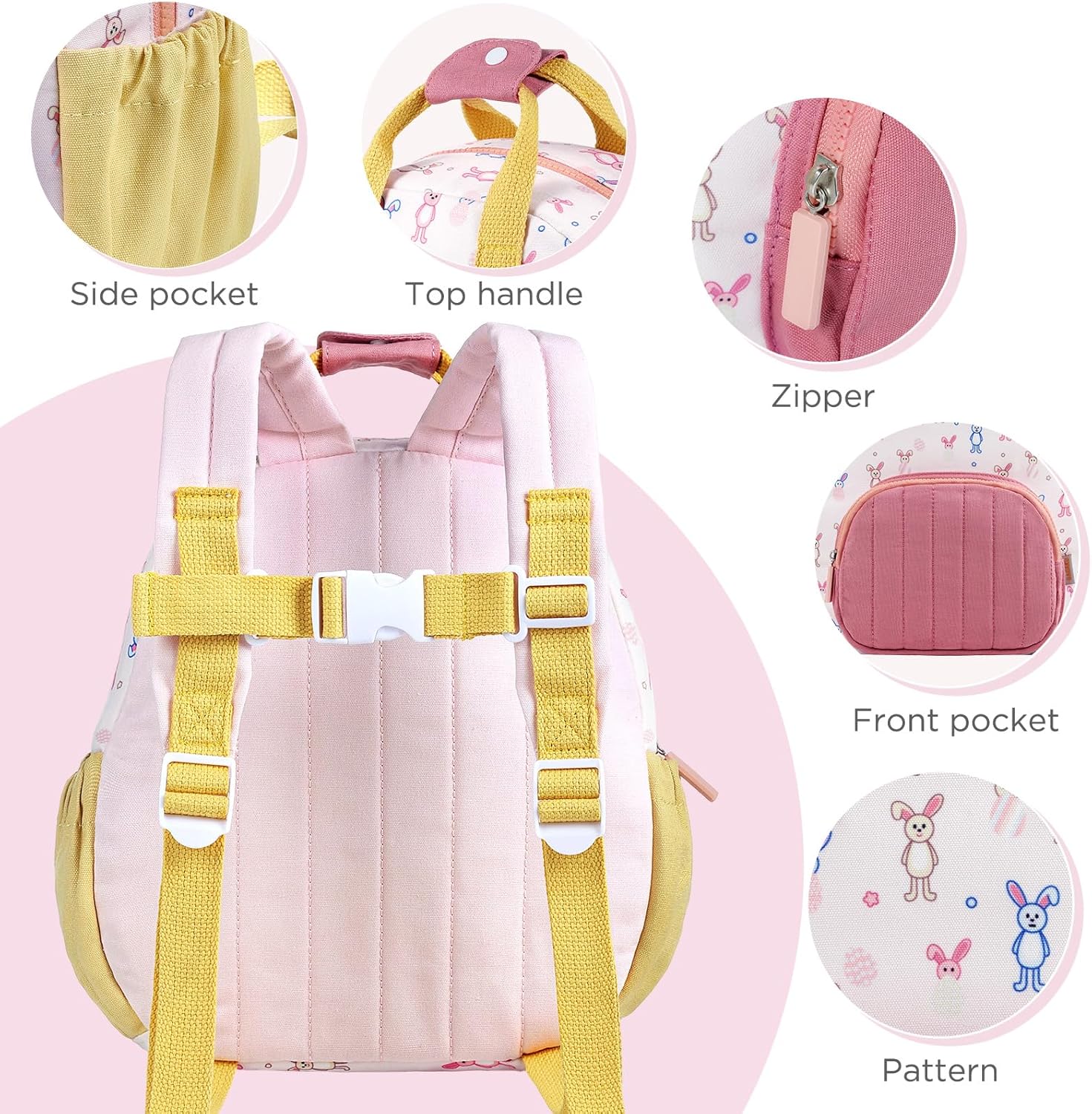 Thumbnail 3 de GAGAKU Toddler Backpack for Girls – Rabbit Print Mini Nursery Backpack