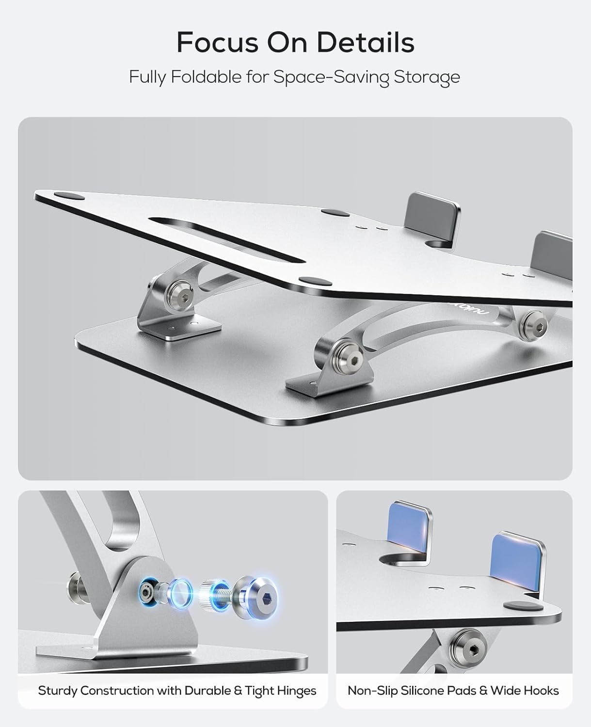 Thumbnail 4 de Nulaxy Adjustable Laptop Stand for Desk: Ergonomic, Foldable Aluminium Riser