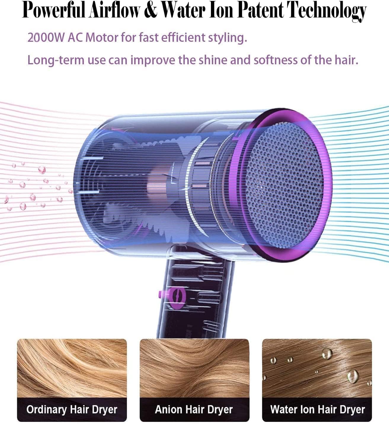 Thumbnail 2 de Jooayou Hair Dryer 2000W – Ionic, Lightweight with Holder (Grey)