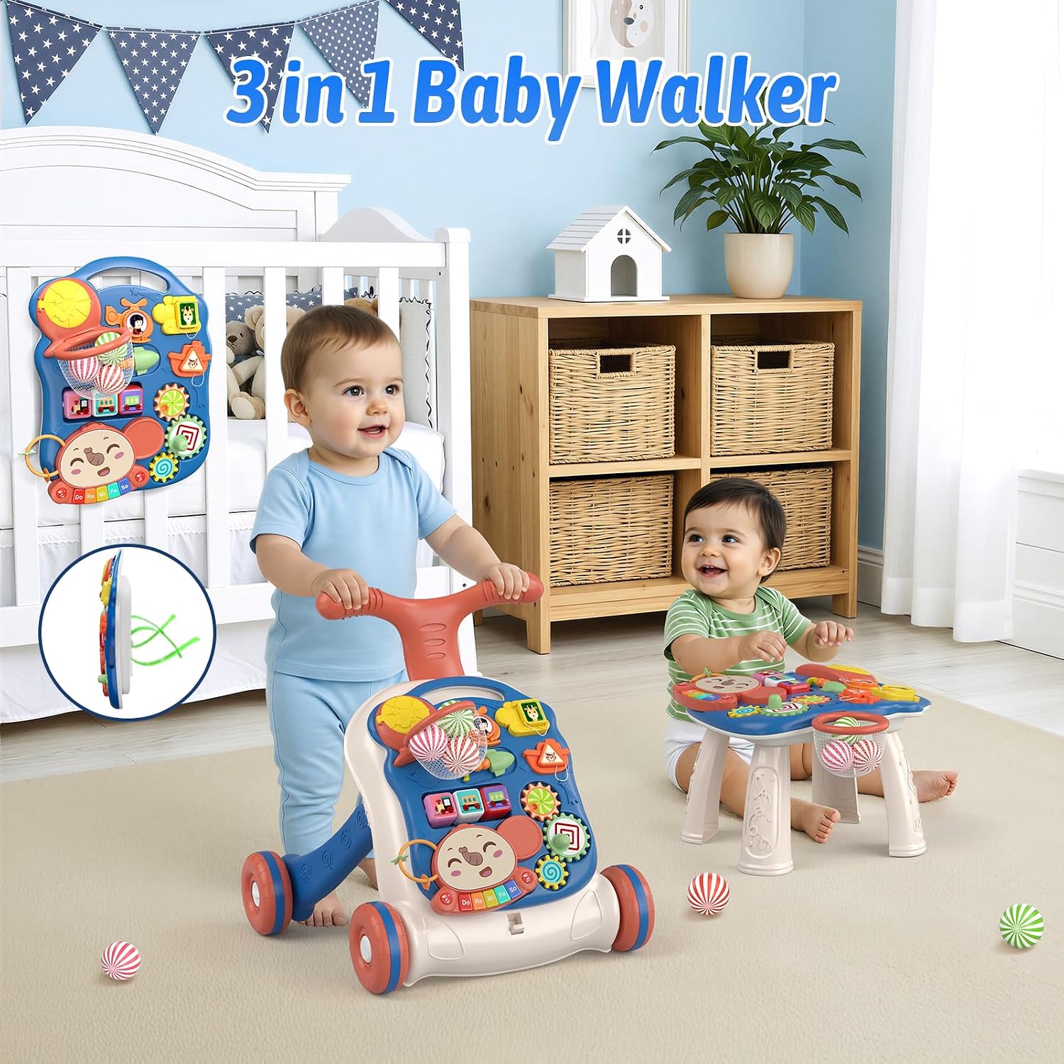 Detalle 2 de QDRAGON 6038 3-in-1 Toddler Push Walker with Detachable Activity Panel