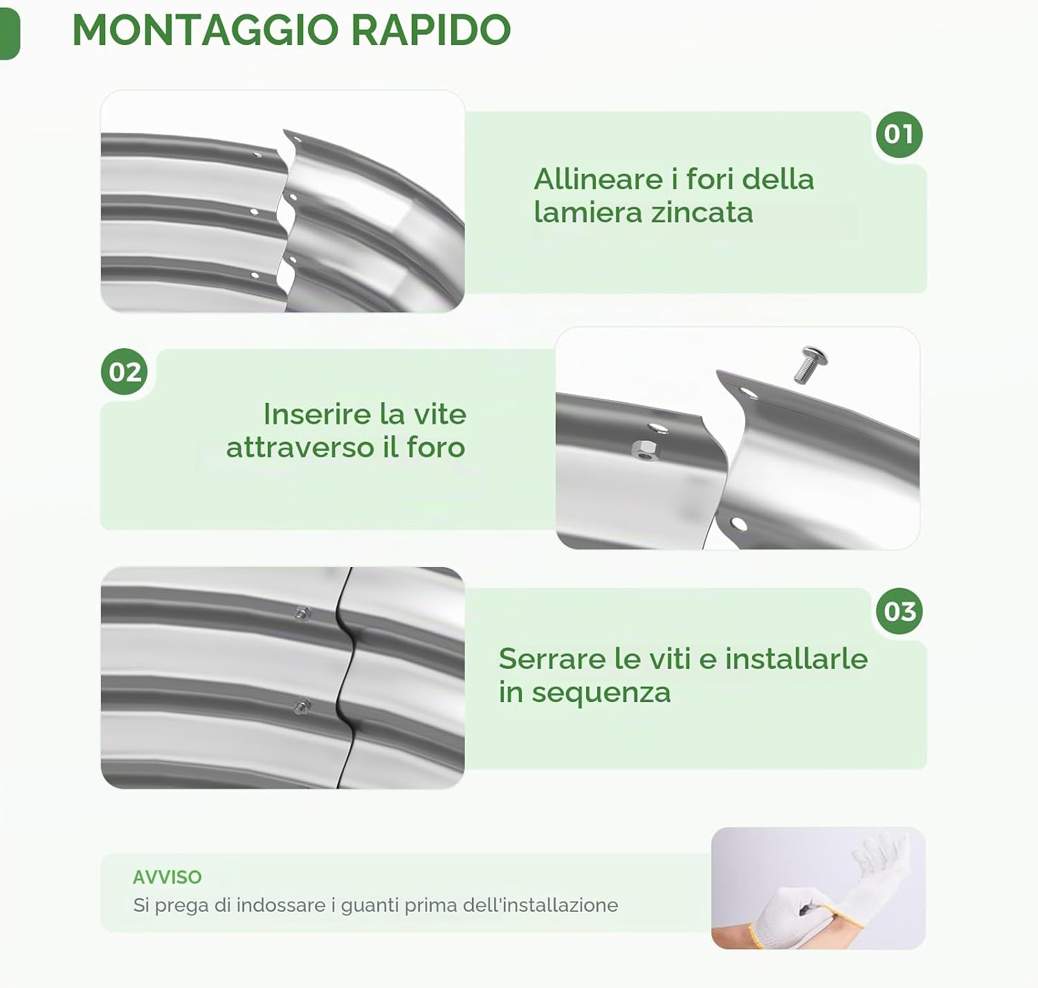 Detalle de Bamworld Orto Rialzato da Esterno Rotondo 2 Pezzi – Fioriere in Metallo Zincato 60x30cm Argento