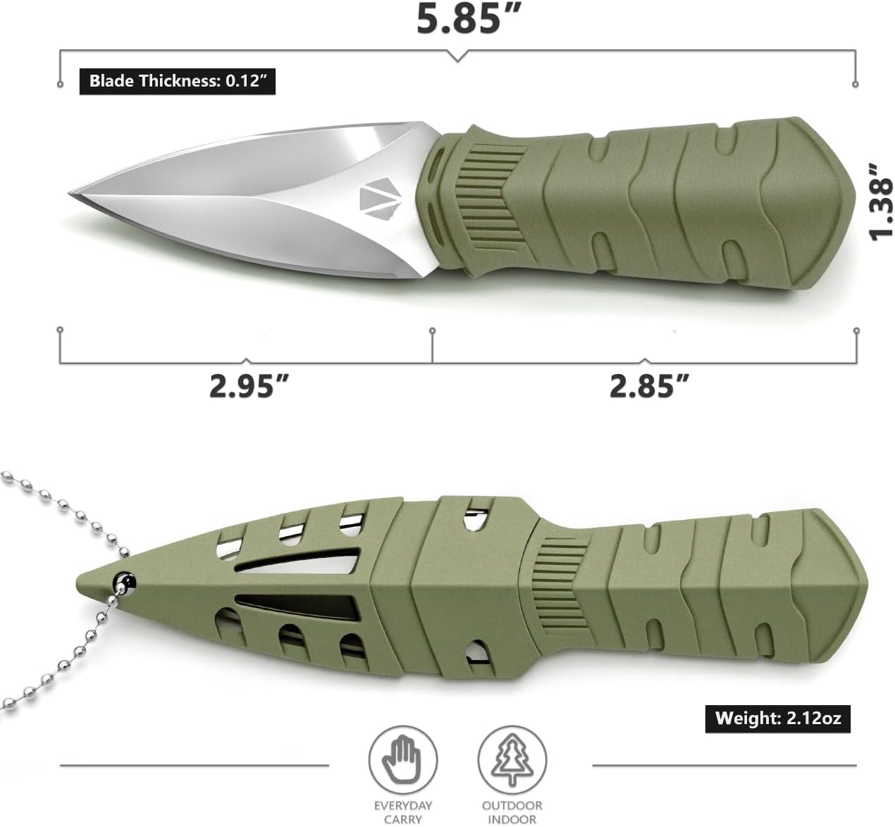 Detalle 2 de REAT Mini EDC Fixed-Blade Knife, 440C Steel