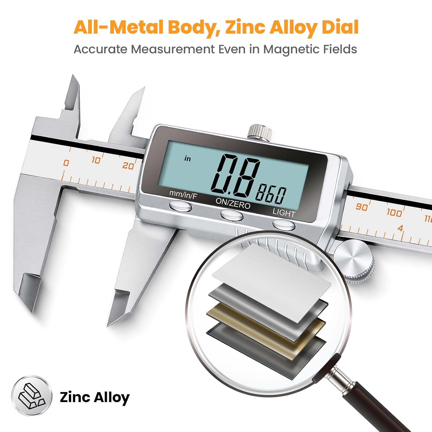Detalle 1 de HARDELL 12 Inch Digital Caliper, Rechargeable Metal, Backlit LCD, 4 Modes