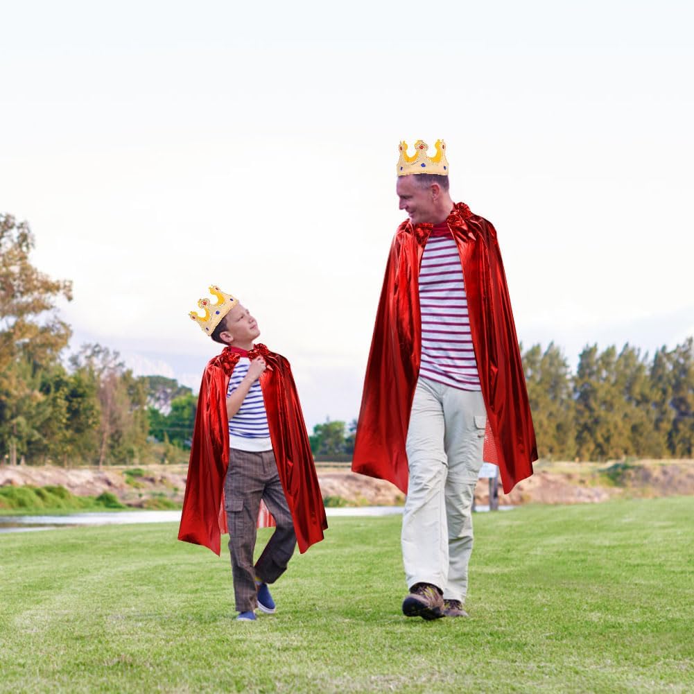 Thumbnail 6 de AOOWU Kids King Costume with Cape and Crown (One Size, 80cm) – Red Velvet Royal Cloak