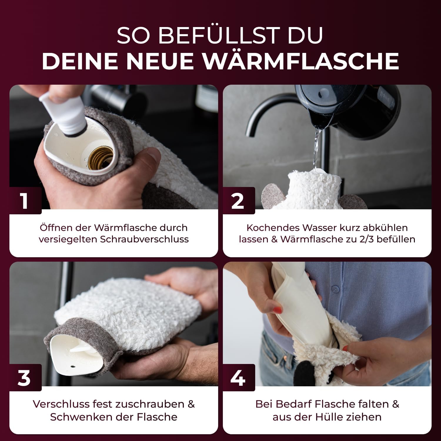 Thumbnail 6 de easy and green® Kuschel Wärmflasche 2 L Wärmflasche