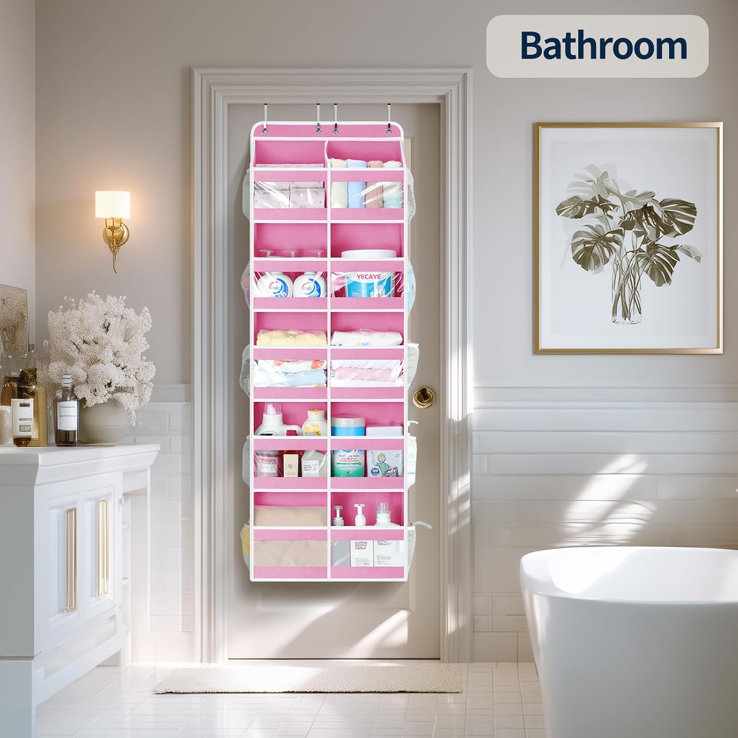 Thumbnail 6 de Yecaye Over the Door Organizer, 5-Tier Dual-Column, Pink, 10 Compartments