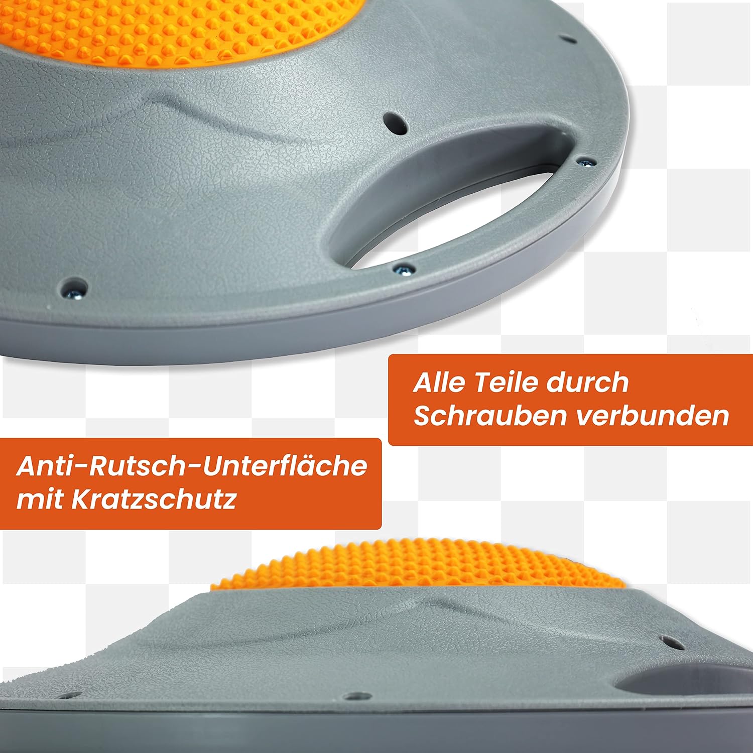 Detalle de DH FitLife Balance Board – Großes Wackelbrett mit Griffen, Ø 42 cm, max. 200 kg