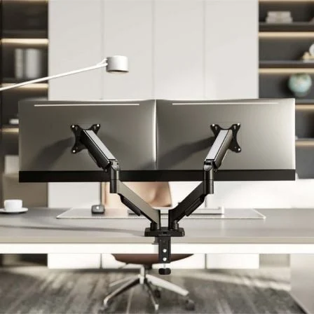 Detalle de Soporte de Mesa AISENS DT32TSR-357: Brazo articulado de contrapeso para 2 monitores 17–32″ (negro)