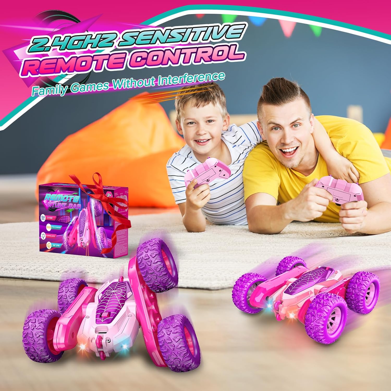 Detalle de Dreamlandia 360° Flips Remote Control Cars for Kids (4–10) – Dual‑Sided Stunt Car with LED Lights