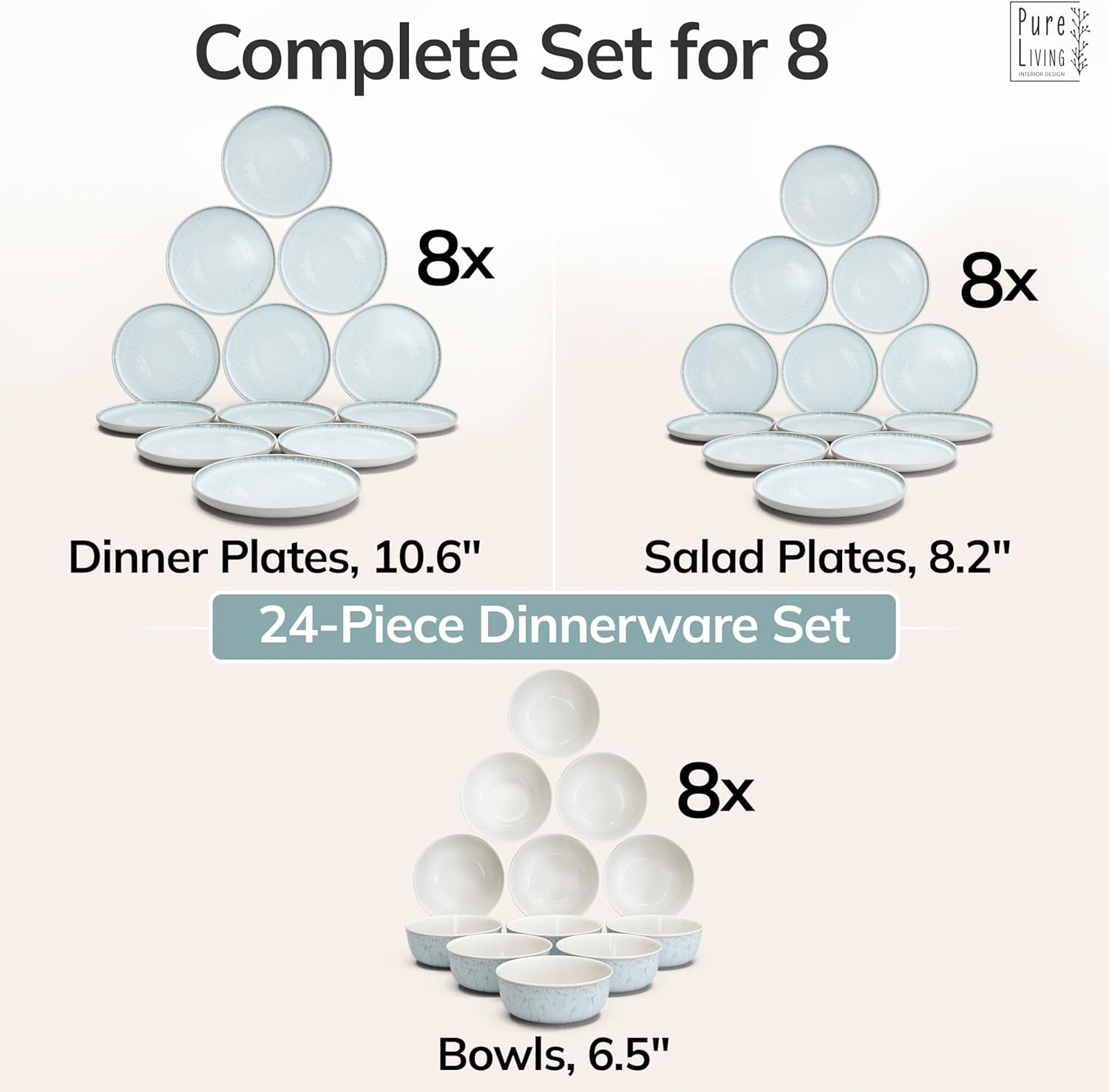 Thumbnail 5 de Stoneware dinnerware set 24 pcs 🍽