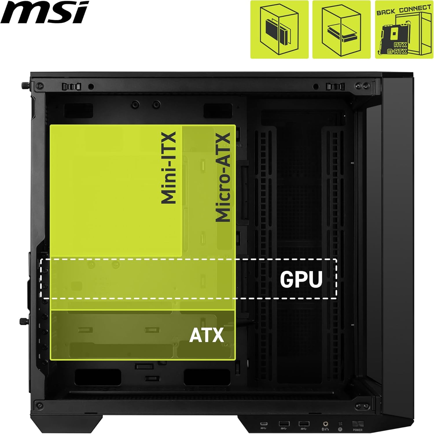 Detalle 2 de MSI MAG PANO 100L PZ boîtier ATX avec USB-C