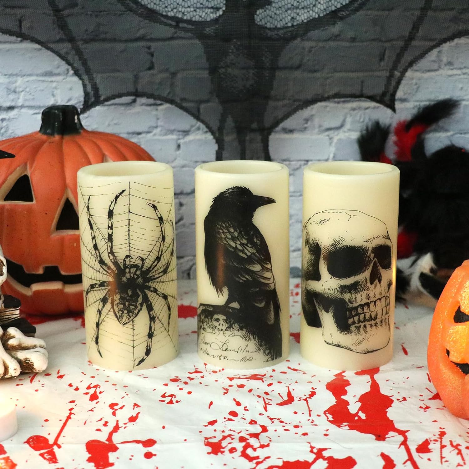 Detalle de Eldnacele SK003 Halloween Flameless Candles, 3-Pack with 6-Hour Timer