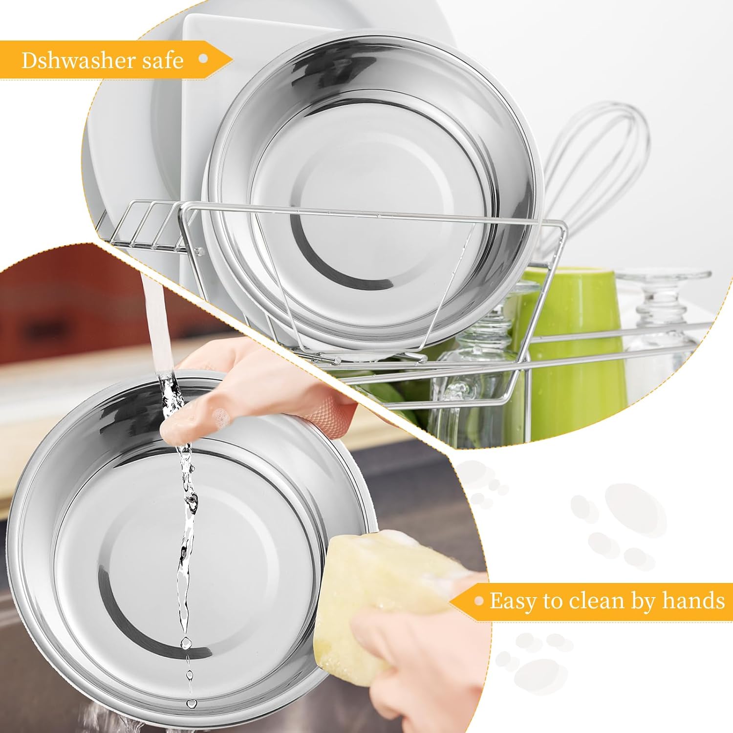 Detalle de LLMSIX 3 Pcs Stainless Steel Cat Food Bowl – Durable, Shallow and Dishwasher Safe