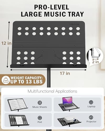 Thumbnail 6 de Vekkia Professional Sheet Music Stand with Carrying Bag (80-142 cm)