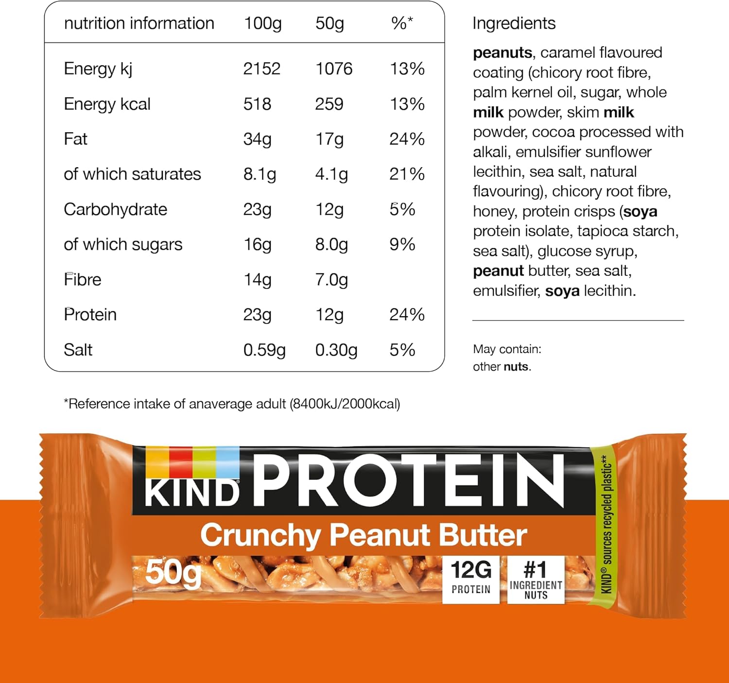 Thumbnail 1 de KIND Protein Bars Crunchy Peanut Butter 12×50g 🍫