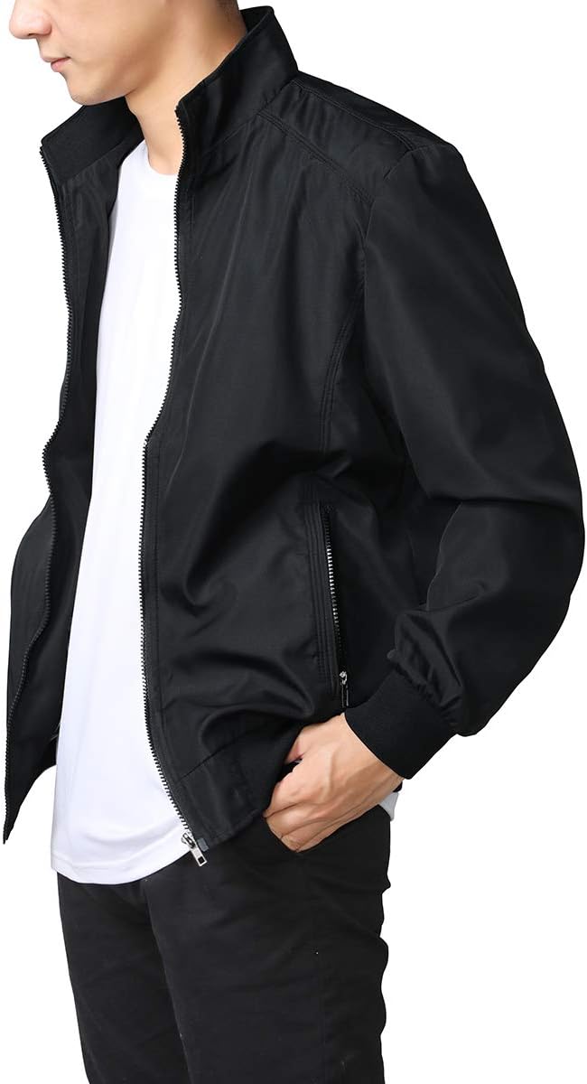 Detalle de YOUTHUP Herren Leichte Freizeit-Übergangsjacke im Bomberjacke-Stil mit Umlegekragen