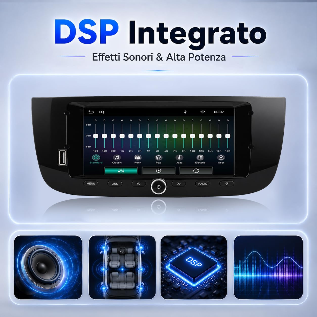 Thumbnail 4 de MAVYULQEF Linux Autoradio per Fiat Punto 2010-2016 / Linea 2012-2015 - CarPlay/Android Auto Wireless, Bluetooth, CANBUS, RDS