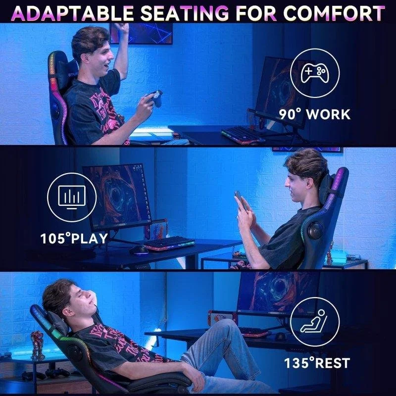 Thumbnail 2 de Silla Gaming GTPLAYER Musical con Altavoces, Luz LED, Reposapiés y Masaje USB