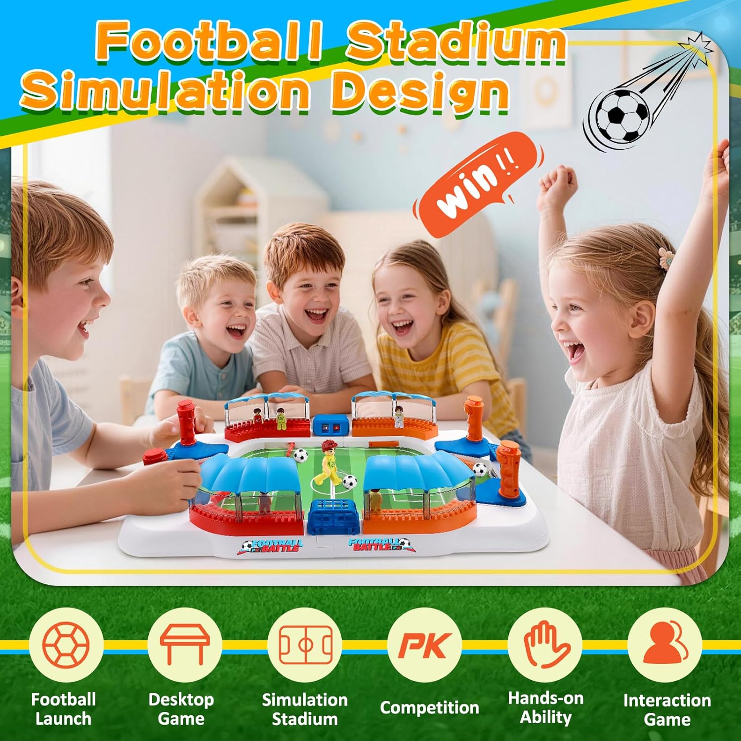 Detalle 2 de Dromlag Mini Football Table: Realistic Stadium Feel for Boys (Ages 3–12)