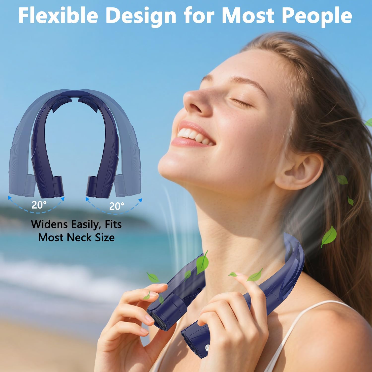 Thumbnail 4 de Enituo Neck Fan 6000mAh USB Rechargeable Hands Free Personal Fan (Navy Blue)