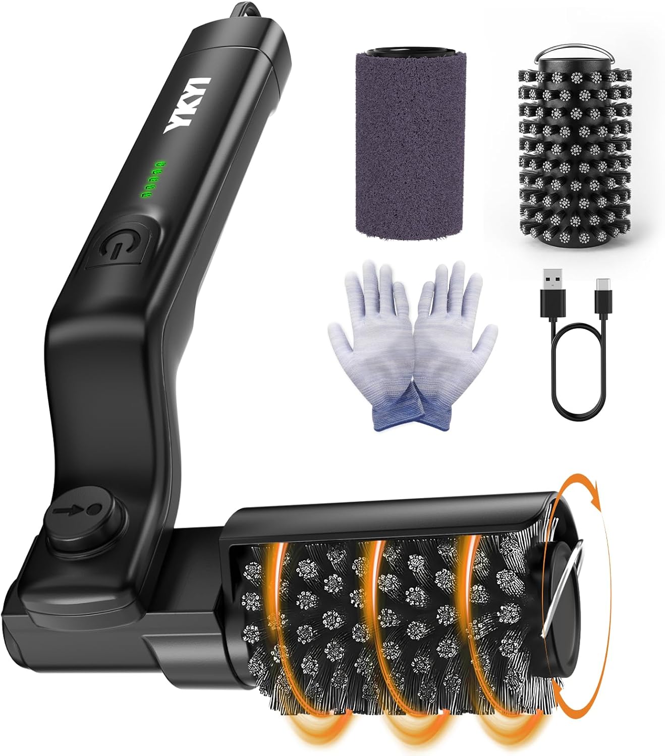Detalle de YKYI Elektrische Grillbürste – Kabelloser Grillreiniger mit 180° Winkel, USB-C Aufladung, Edelstahl-Bürstenkopf