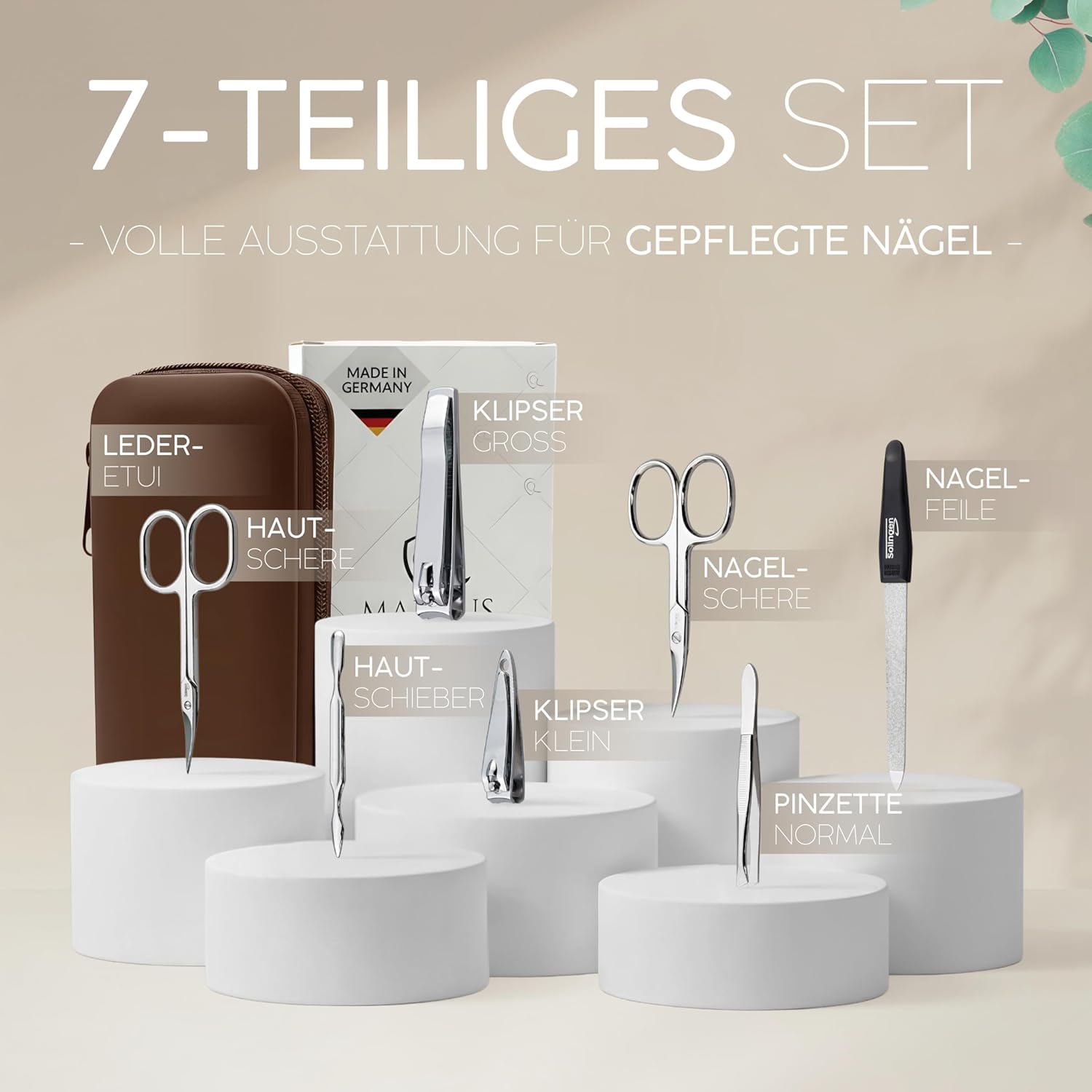 Thumbnail 2 de marQus Maniküre-Set Solingen (7-teilig) mit Echteleder-Etui – für Damen & Herren