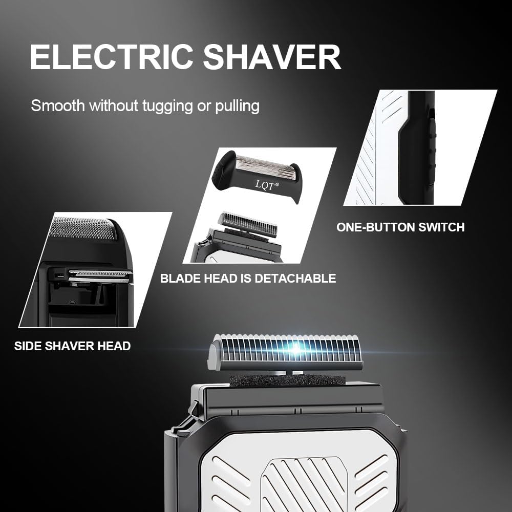 Detalle de LQT Hair Clippers and Trimmer Set, White, Stainless Steel Blades, LED Display