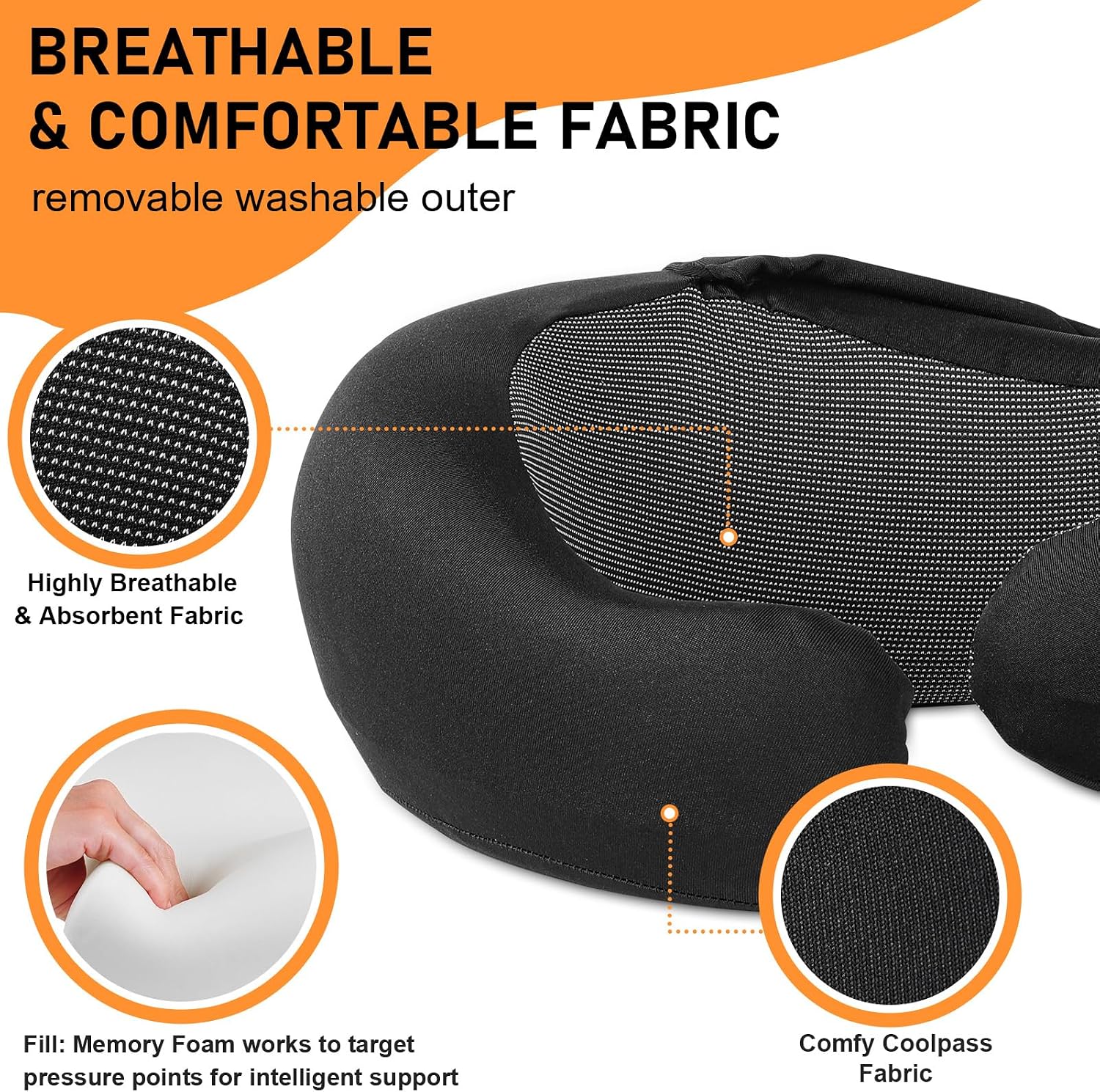 Thumbnail 2 de Vzpeun Travel Pillow - Hooded Memory Foam Neck Support for Air Travel