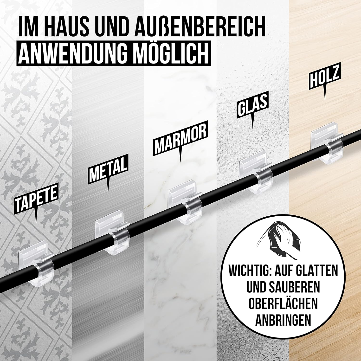 Thumbnail 5 de MYMIND Kabelhalter selbstklebend 50 Stück