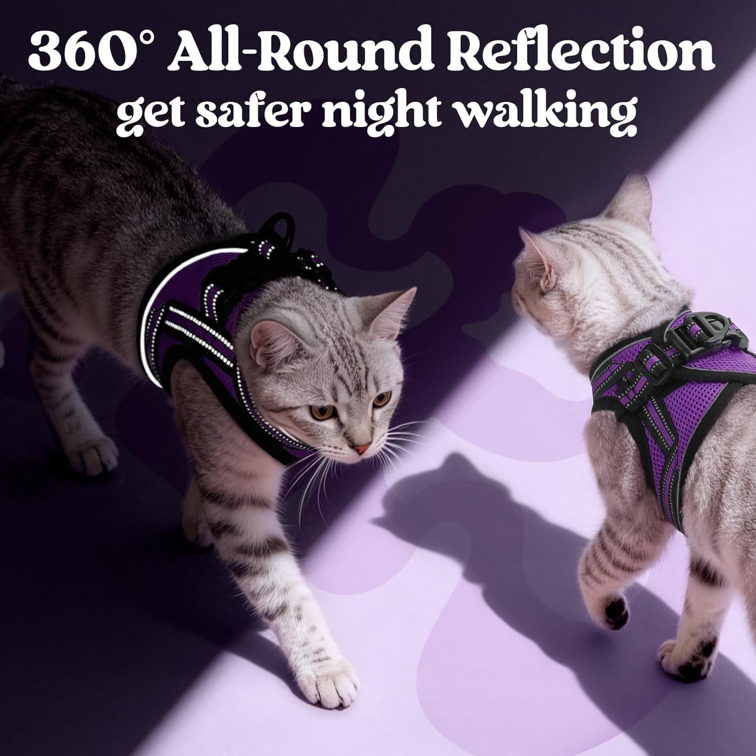 Thumbnail 4 de Rabbitgoo Cat Harness and Leash Set (Escape Proof) – Adjustable Soft Vest, Reflective Strip, Purple, Size S