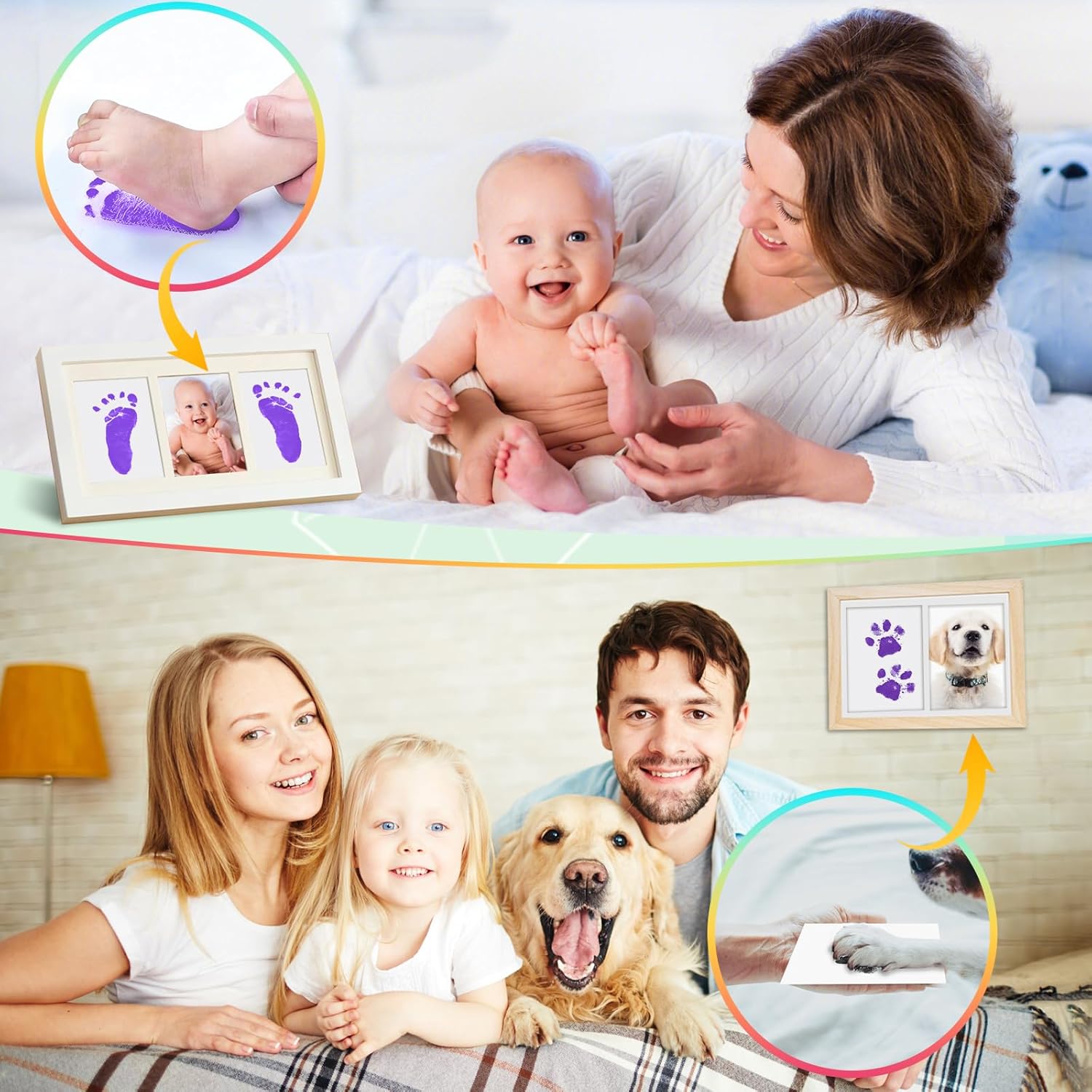 Detalle de TOGOU2S Fußabdruck Farbe Baby mit Schwammaufsatz – ungiftig, 75 ml, violett
