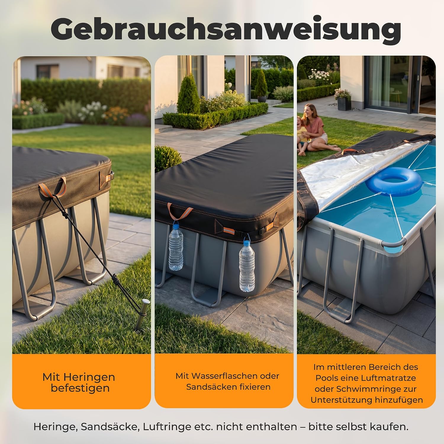 Thumbnail 4 de Poolabdeckung Rechteckig – Premium Sommer-Poolplane 274×549 cm (9×18 ft) aus 500D Oxford-Gewebe