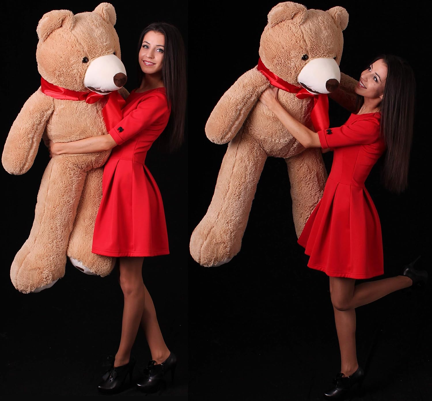Detalle 2 de MAKOSAS teddybeer 130 cm, bruine pluche knuffel van polyester