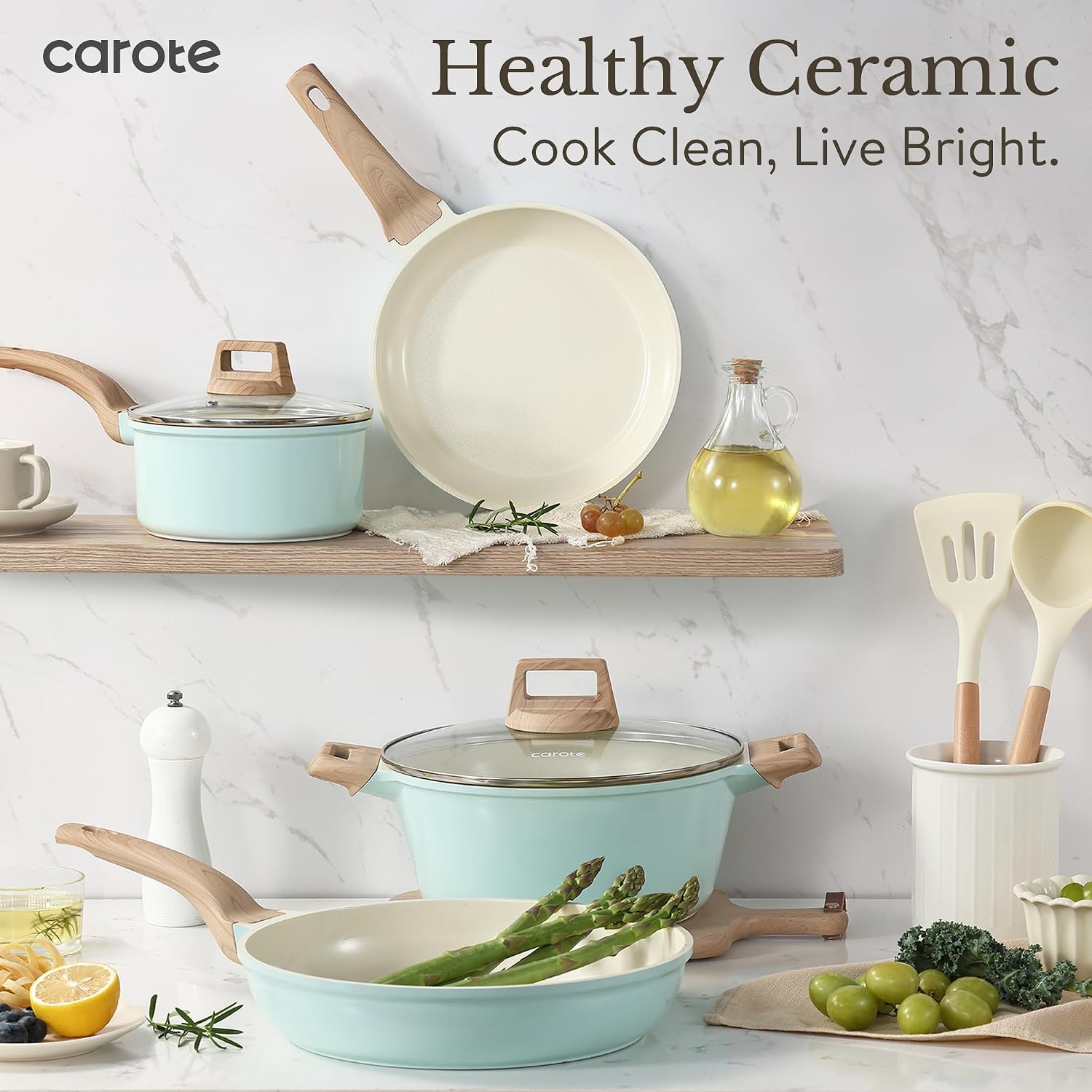 Thumbnail 5 de CAROTE 19pcs Pots and Pans Set with Detachable Handle – Nonstick, Induction Ready, Oven Safe