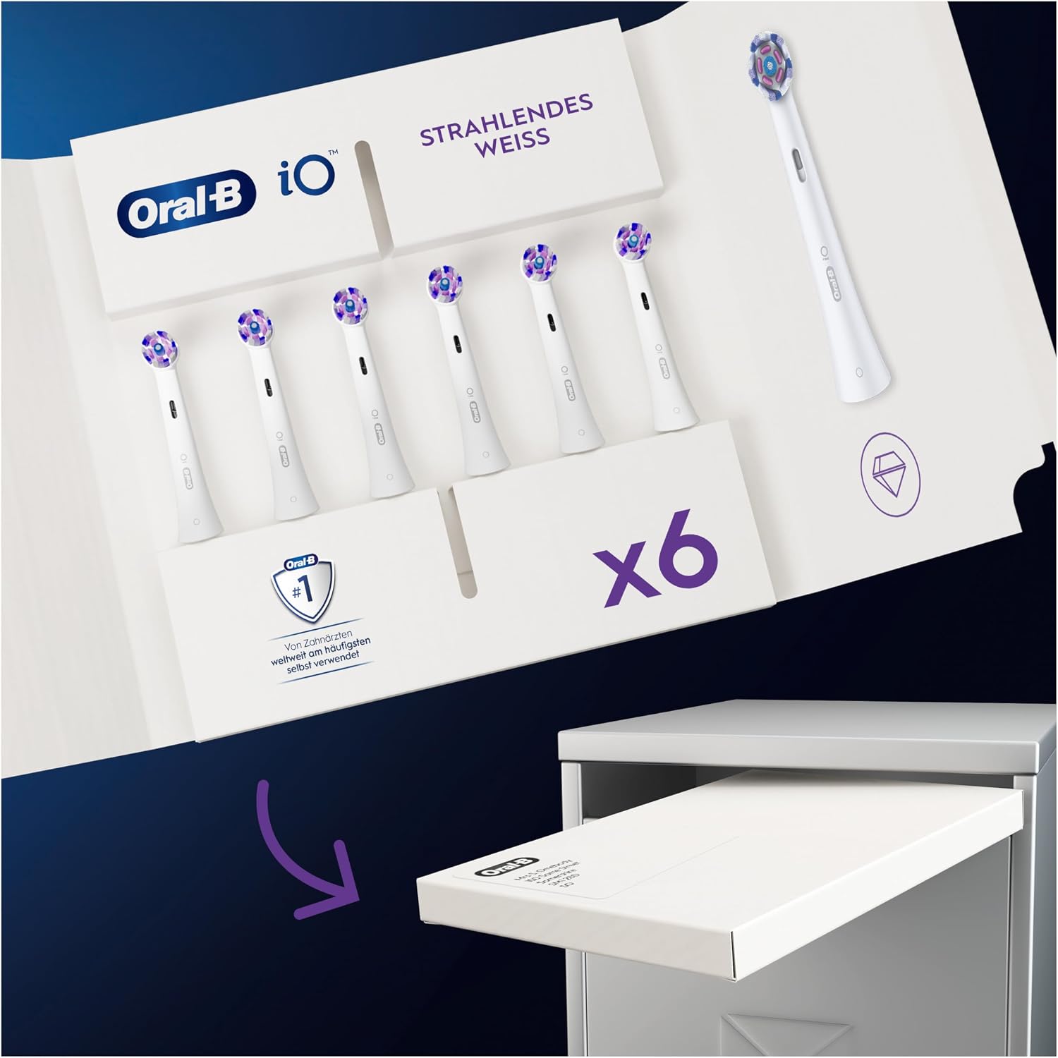Thumbnail 1 de Oral-B iO Strahlendes Weiss Aufsteckbürsten – 6 Stück (briefkastenfähige Verpackung) für die iO Zahnbürste
