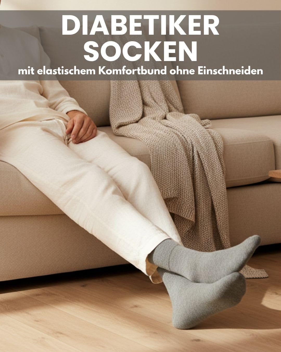 Detalle de sockenkauf24 Diabetikersocken ohne Gummi & Naht – 97% Baumwolle (6 Paar) Diabetiker Socken mit Komfortbund für Damen & Herren