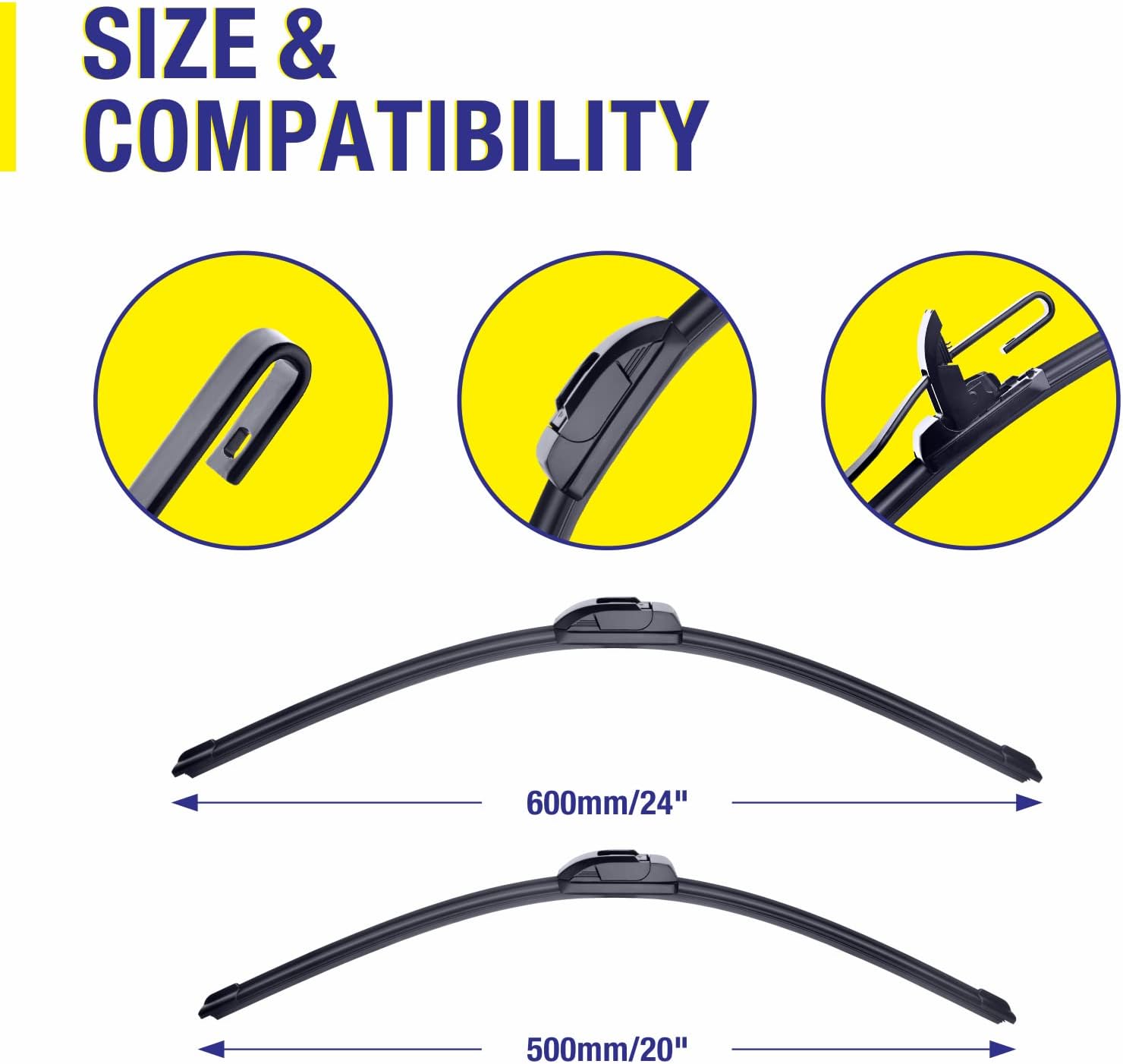 Detalle 2 de 5 PLUS Windshield Wiper Blades Set 24" + 20" + 12"