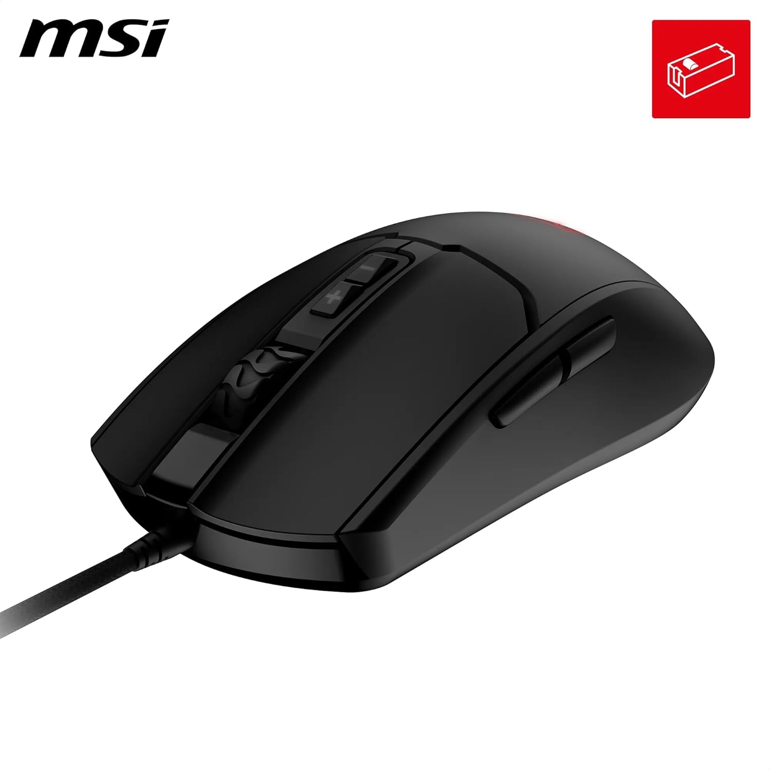 Thumbnail 1 de MSI Forge GM100 Gaming-Maus (108 g) mit 6400-DPI-optischem Sensor, RGB und 7 Tasten