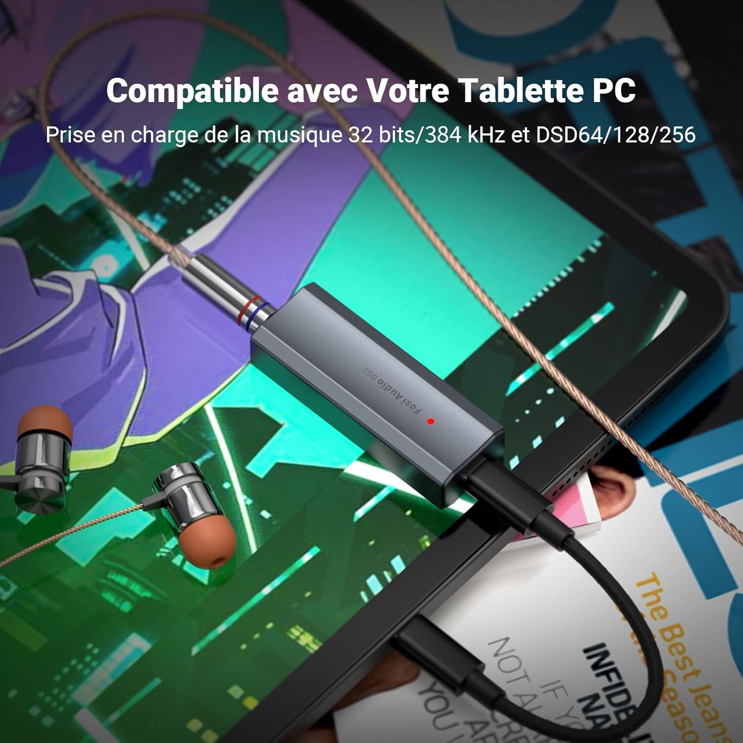 Detalle de Fosi Audio DS2 : DAC/Amplificateur USB-C vers casque avec sortie 3,5 mm et 4,4 mm — DS256, CS43131