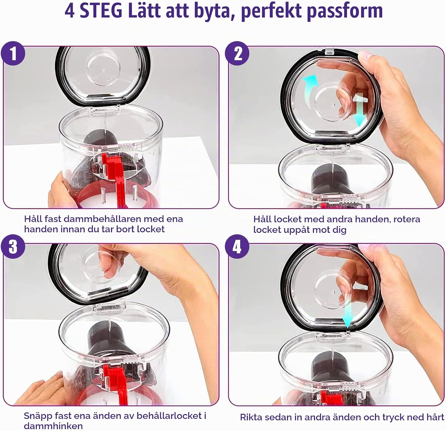 Detalle 2 de Chuancheng behållarlock för Dyson V7/V8 med tätningsring, transparent