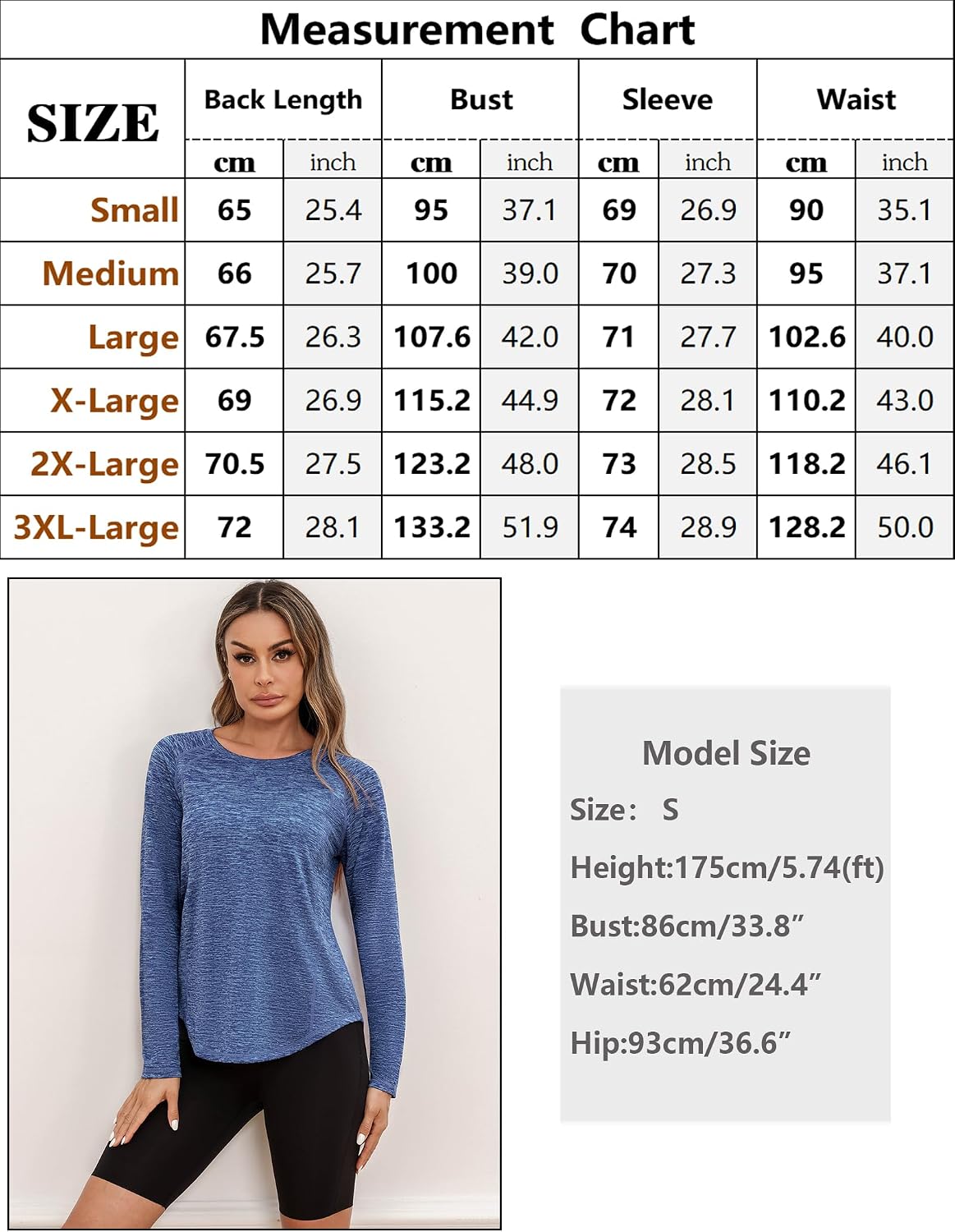 Detalle de T-shirt de sport femme Gyabnw à manches longues, col rond, anti-UV