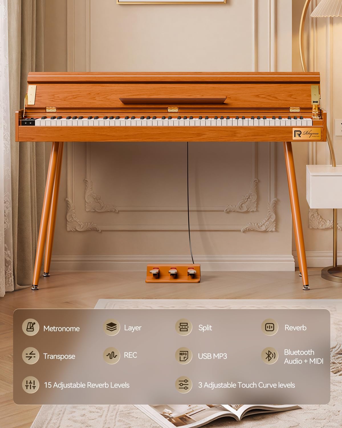 Thumbnail 5 de Rhymo UP88A 88-Key Digital Piano with Hammer Action, 900 Tones and Bluetooth