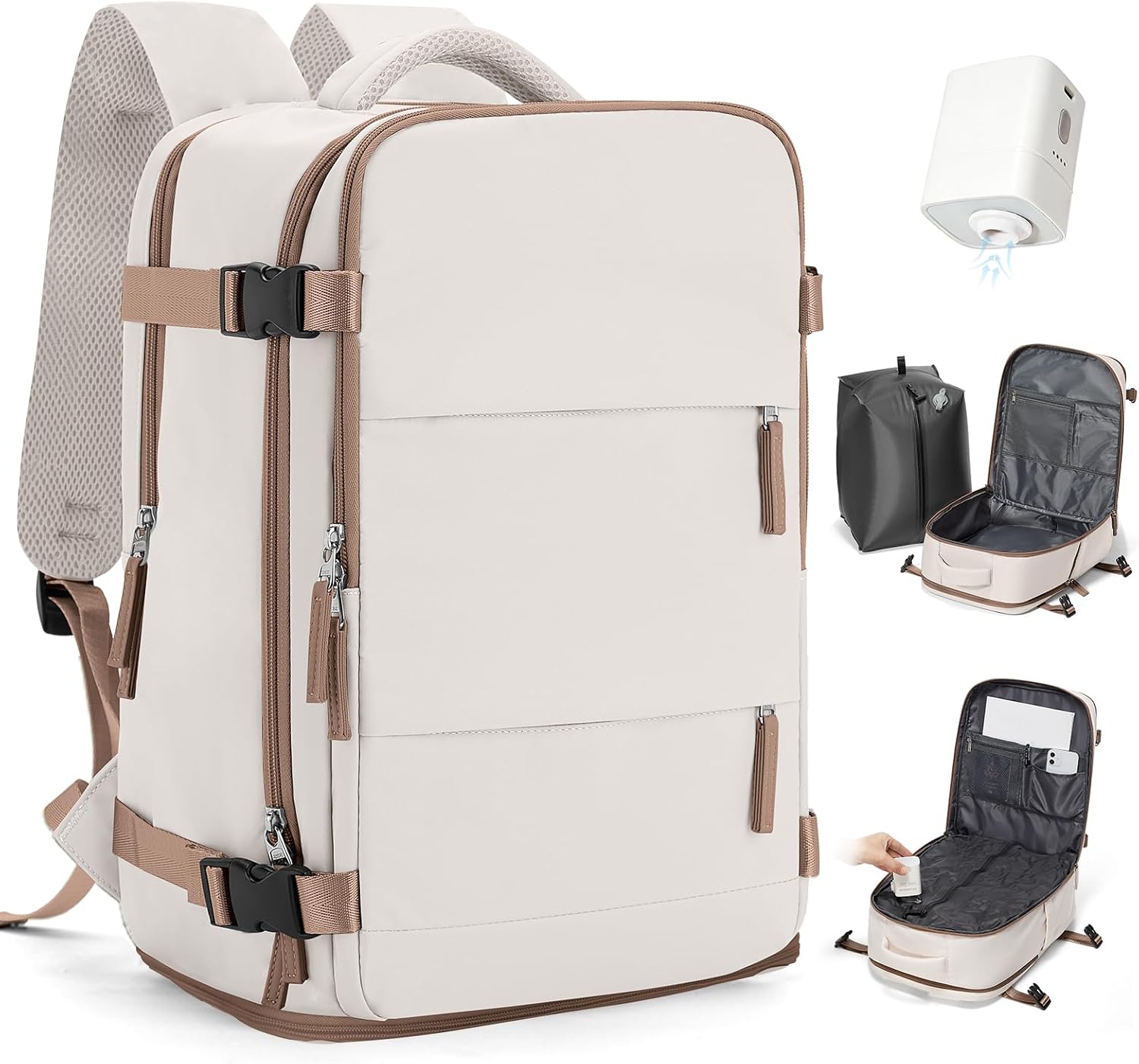 Detalle de SZSYCN Zaino da Viaggio con Sottovuoto 40x30x20 cm – Zaino a compressione per Ryanair