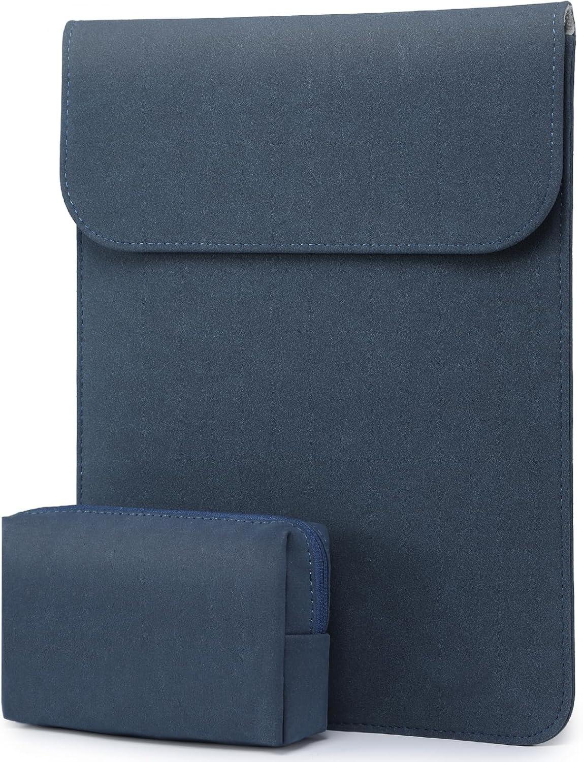 Detalle de HYZUO Laptop Hülle für 15–16 Zoll (Kunstleder, Navy Blau) – passend u. a. für MacBook Pro 16/A3428/A3429/A3403/A3186