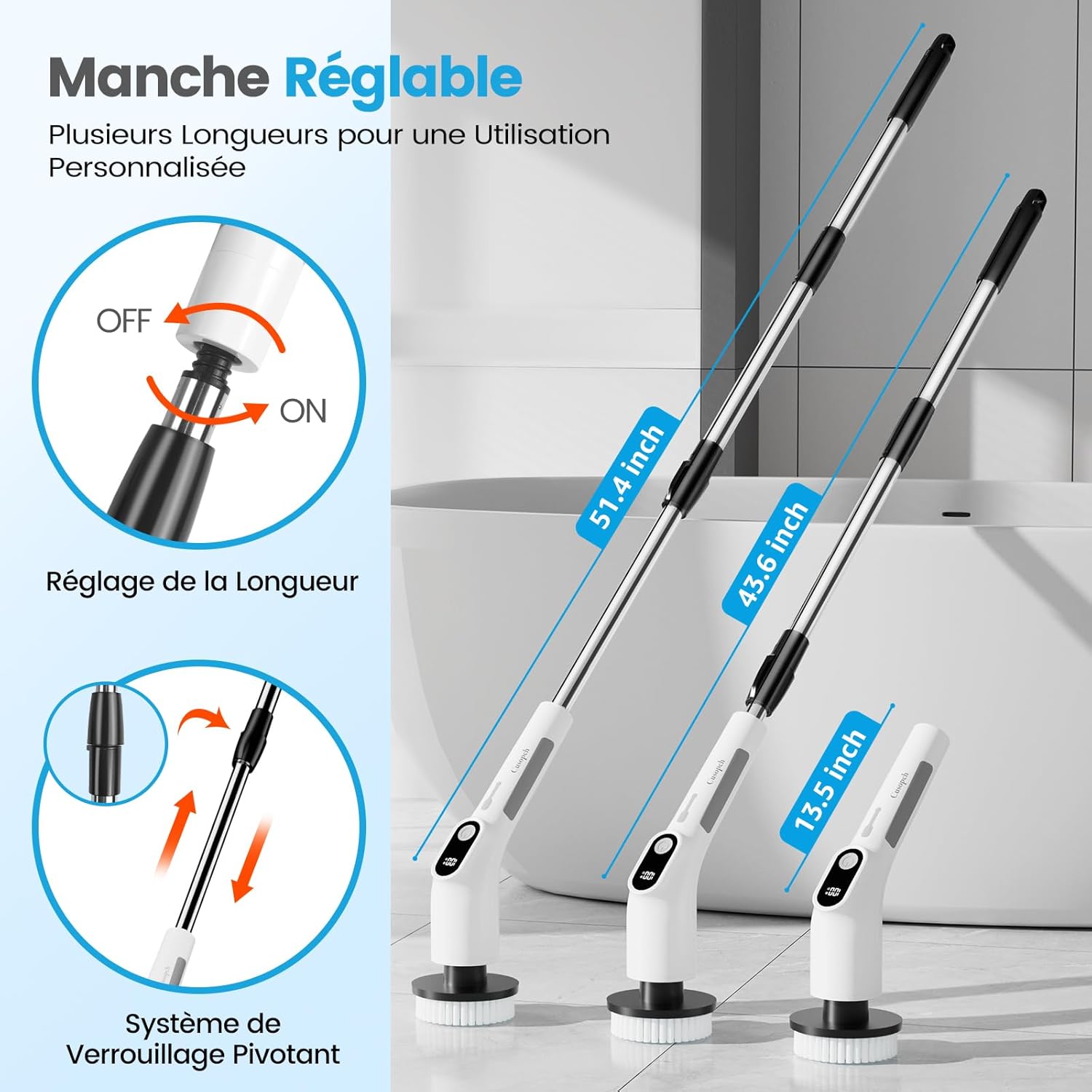 Detalle de Brosse rotative 8 tĂŞtes 2000 mAh đź§˝