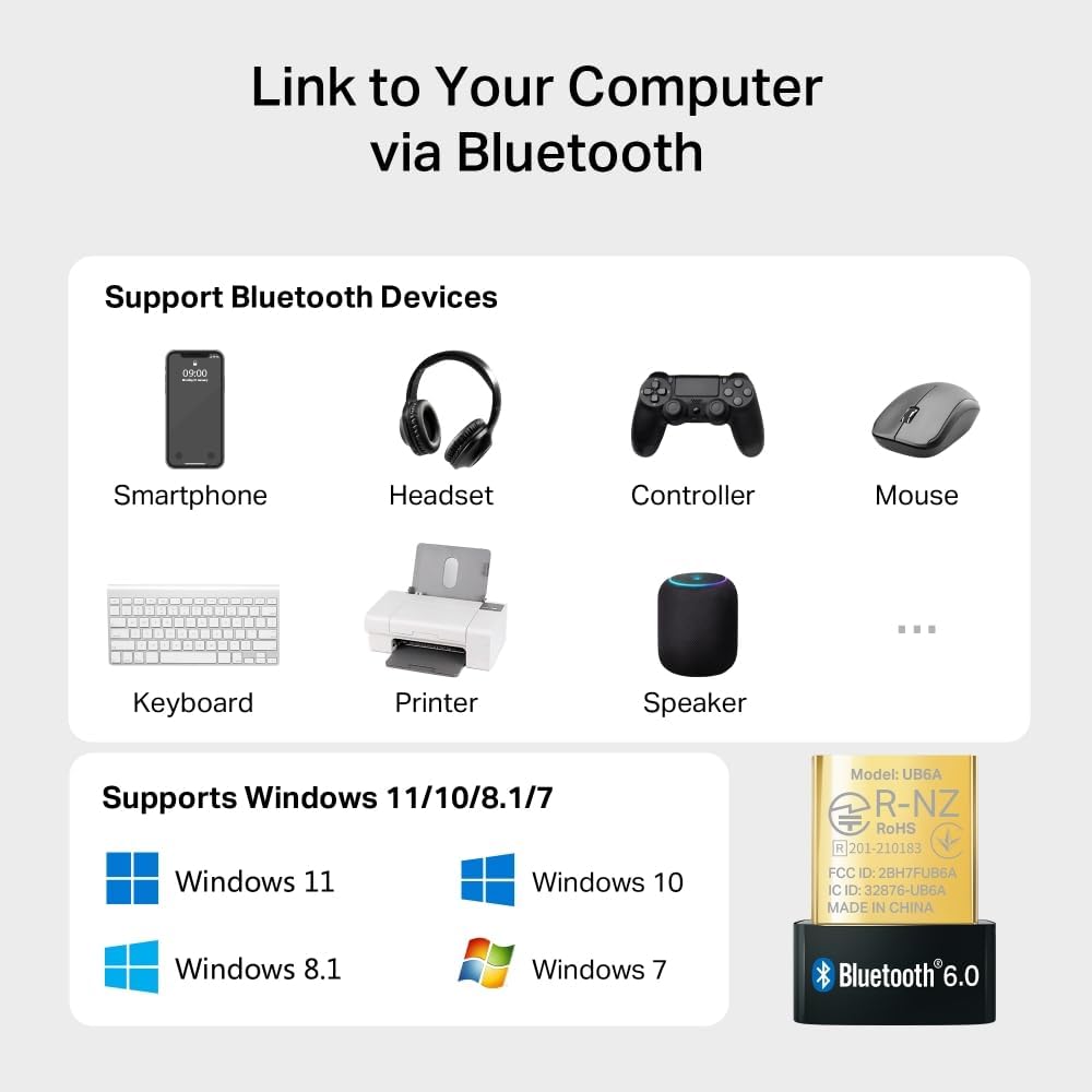 Detalle 1 de TP-Link Bluetooth USB Adapter, Bluetooth 6.0