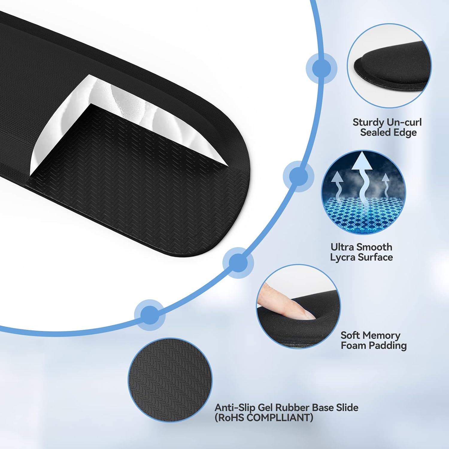 Thumbnail 3 de TECKNET Keyboard Wrist Rest and Mouse Pad Set, Memory Foam