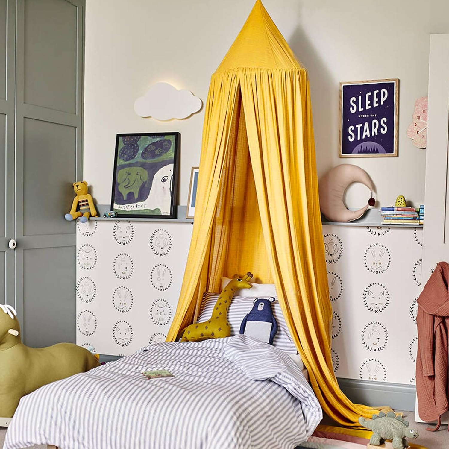 Thumbnail 4 de Ginkago Baldachin fürs Kinderzimmer: Baby-Betthimmel als Vorhang für Himmelbett, Leseecke & Spielbereich (Gelb)